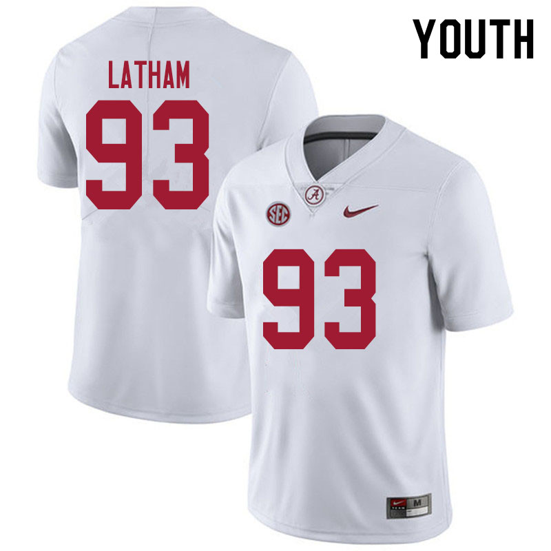 Alabama Crimson Tide Youth Jah-Marien Latham #93 White NCAA Nike Authentic Stitched 2020 College Football Jersey BD16F73FR